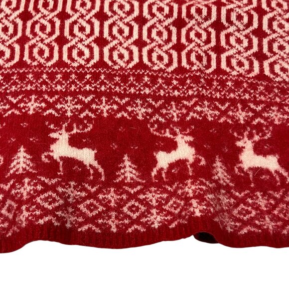 Aran Mor Ireland Wool Fair Isle Travel Size Blanket, Red White, 33x50 - Picture 1 of 7